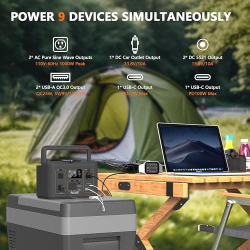 ALLWEI 500W Solar Generator with 100W Solar Panel, 512Wh LiFePO4 Battery - Thumbnail 6