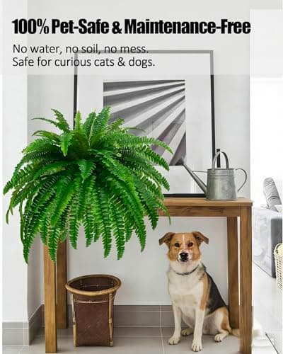 GYERB 48" Large Artificial Boston Fern Plants for Outdoor Indoor, Fake Ferns for Front Porch Hanging, Faux Greenery Bushes for Home Garden Office Decor, Silk Fern with Realistic Fronds, 88 Branches - Thumbnail 3
