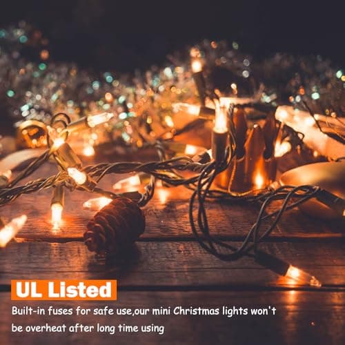 Vigdur 21ft 100 Count String Lights on Brown Wire Cord, UL Approved for Indoor/Outdoor Use, Connectable 120V Clear Outdoor Lights for Xmas Patio Home Party Garden Decor(Warm White) - Thumbnail 2