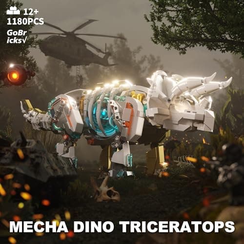 Brixelion Dinosaur Toy Building Sets, Mechanical Dino Buildings Blocks Set for Boys Girls 12+Teens Adults, Creative Model Kits Home Room Office Decor Birthday, Triceratops 1180PCS - Thumbnail 4