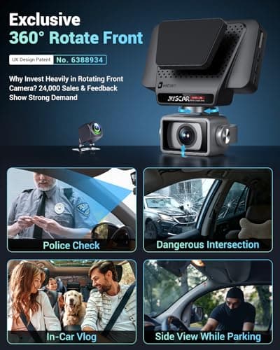 2026 AI Drive Assist 5G WiFi Dash Cam Front and Rear, UHD 4K+1080P, ADAS & GPS, 360° Rotating Front x Free 32GB Card Dual Dashcam, 3" Touch Screen, 24H Parking Mode, Support 512GB Max - Thumbnail 2