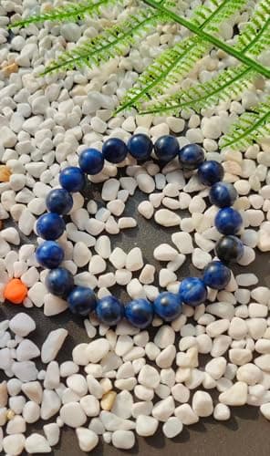 FUDIDU Sodalite Bracelet for Unisex, Approximately 7 inch Adjustable, 3/8 Inch Blue and white Crystal beads Stone Jewelry Gift for Confidence Creativity, Dainty Stackable Boho Couple gifts 10MM - Thumbnail 3