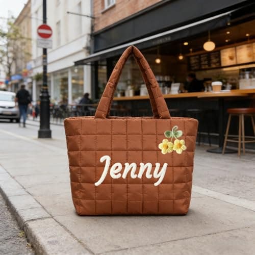 Mother's Day Personalized DIY Down Travel Bag. Quilted shoulder bag, customizable with names and cute expressions. A thoughtful gift for your best friend, loved ones, or your mom this Mother's Day. - Thumbnail 3