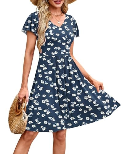 MOLERANI Womens Summer Dresses 2026 - Casual A-Line Sundress with Short Sleeves Floral Print for Beach Vacation S-3XL - Image 1