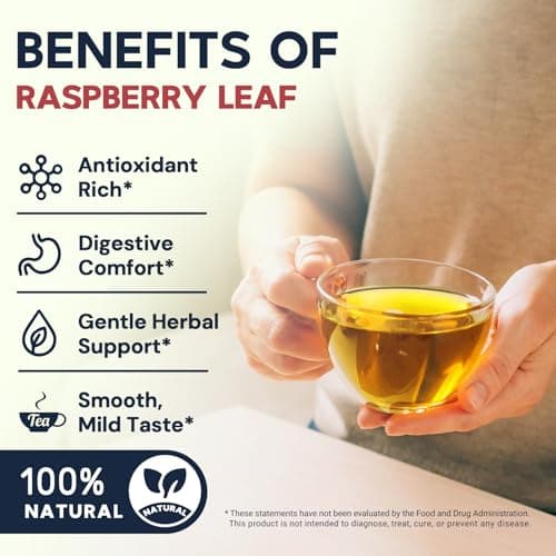 Raspberry Leaf Tea - 100 Teabags, Naturally Caffeine-Free, Mild & Herbal Taste - Thumbnail 4