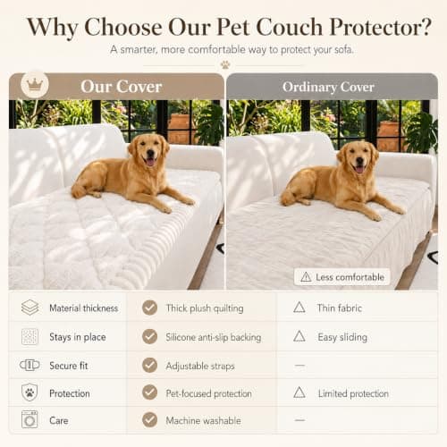 NILUOH Couch Cover for Dogs Washable, Thick Flannel Couch Cover for Sofa, Furniture Cover for Pets with Non Slip and Elastic Straps, Suitable for Sectional Sofa/Loveseat (White, 27.6" x 59") - Thumbnail 5