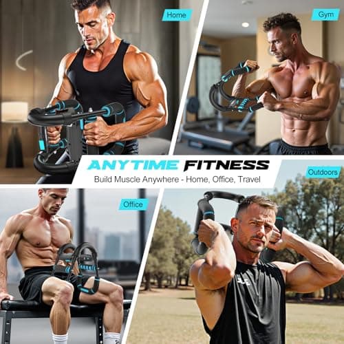 Vlangs Twister Arm Trainer for Men, Adjustable Chest Workout Equipmentwith LED Timer, Counter & Calorie Display, 27°Ergonomic Arm Exerciser for Biceps Chest, Blue Portable Home Gym Fitness - Thumbnail 6
