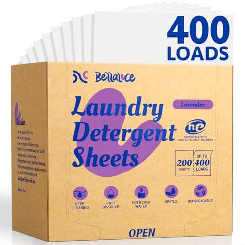 BellaLuce Laundry Detergent Sheets - Laundry Sheets, 400 Loads, Eco-Friendly, Plastic-Free, Lavender Scent, Space Saving, Fast Dissolve & Hypoallergenic - Image 1