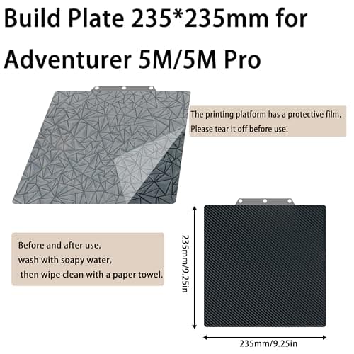 Build Plate for Adventurer 5M/5M Pro/AD5X 3D Printer, Double Sided Smooth PEO + PET Carbon Fiber Flexible Spring Steel Printing Bed 235x235mm for FLASHFORGE Adventurer 5M Plate 3D Printer - Thumbnail 4