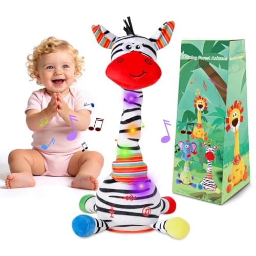 LUKETURE Dancing Talking Zebra Plush, Interactive Stuffed Animal Toy, Musical Plush with Record & Repeat, Sings 10 Songs, LED Lights - Image 1