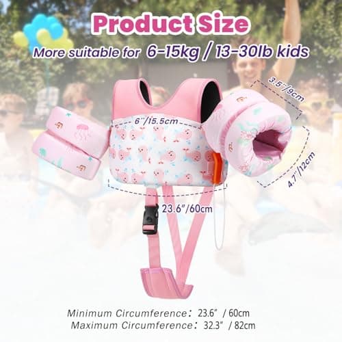 HeySplash Toddler Swim Vest, Infant Floaties Fit 13-20-30 Lbs, Puddle Kids Jumper with Crotch Strap & Safety Buckle, Baby Pool Float Jacket Arm Floaties Floatie Water Wing, Boat Swim Trainer Aid 1-3 - Thumbnail 2