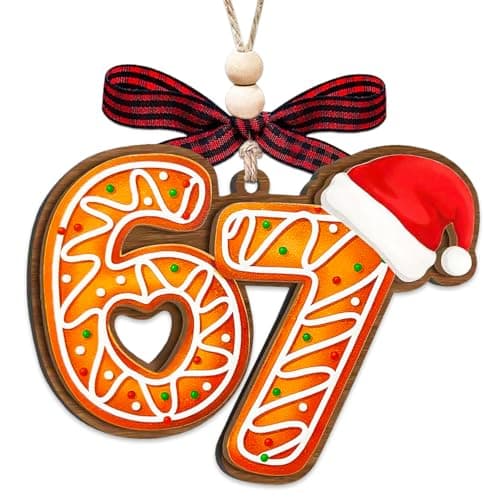 67 Ornament, 6 7 Meme Christmas Ornaments 2026, Gingerbread Wood, Funny Christmas Ornament for Kids, 6 7 Gifts - Image 1