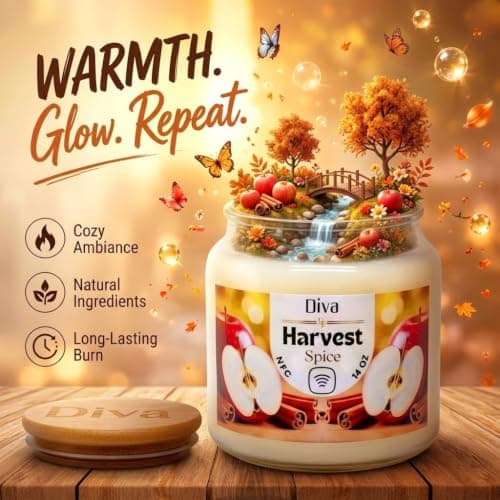 DV DIVA Apple Cinnamon Scented Soy Wax Candle Gift 14oz Anniversary, Valentine & Birthday Gift Luxury Large Candle with Hidden NFC Love Message Soft Fragrance for Home Decor & Relaxing Ambiance - Thumbnail 3