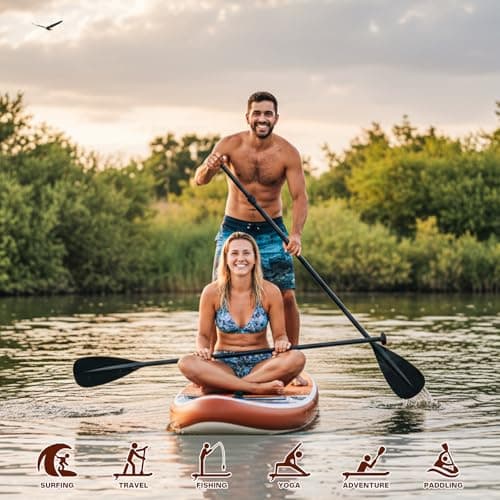 FEATH-R-LITE Inflatable Paddle Board Stand Up Paddleboards for Adults SUP with Premium Accessories Pump, Adjustable Paddle, Leash, Three Fins, Backpack (Ash Eagle) - Thumbnail 6