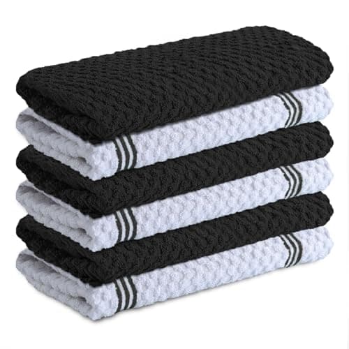 Infinitee Xclusives 100% Cotton Kitchen Towels - 15x25 Inch Ultra Soft Tea Towel, Super Absorbent Terry Dish Towels for Kitchen Linens |Storm Black| - Image 1