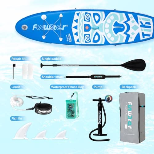 FunWater 10'6×33"×6" Inflatable Stand Up Paddle Board with Premium SUP Paddleboard Accessories, Wide Stable Anti-Slip EVA Deck,Paddle Boards for Adults & Youth of All Skill Levels - Thumbnail 4