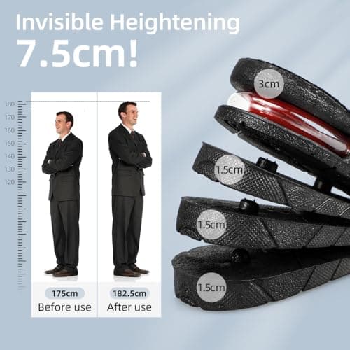 XINIFOOT Height Increase Insole 4-Layer Air Cushion Heel Insert Lift Shoes Insole for Men and Women Invisible Elevator Adjustable Insoles (Half Pad, 2.95 Inch) - Thumbnail 4
