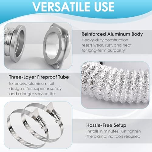 Coufonk Magnetic Dryer Vent Connector Kit for Tight Space, Air Coupling Duct Exhaust Hose Recessed on Wall, 4inch Flexible Quick Pipe Connection Replacement , Indoor Cleaning Box Attachment - Thumbnail 4