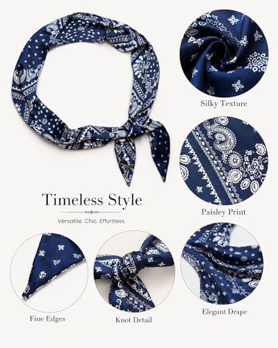 rgwtgkyh Silk Nautical Scarf Belt for Women Dark Blue Paisley Soft Decorative Waist Sash for Jeans Elegant Formal Prom Dress Waistband Western Boho Accessory - Thumbnail 4