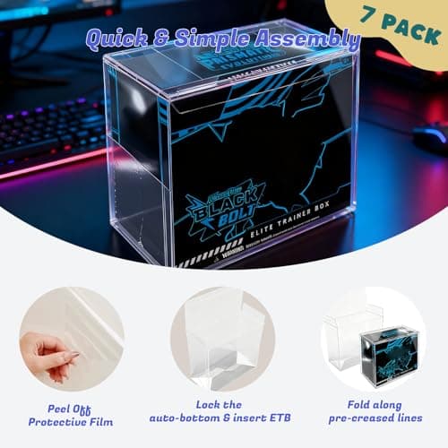 PKMN PET ETB Protector Case (7 Pack) – 0.5mm Thick Clear Elite Trainer Box Protector, Scratch-Resistant Plastic Display Case Compatible with Elite Trainer Boxes - Thumbnail 3