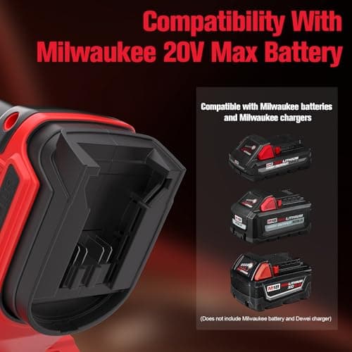 20V Cordless Leaf Blower - 4-Speed Electric Blower, Lightweight for Quick Yard Cleanup, Patio, Driveway & Dust Removal - Complete Lawn Care Blower Kit(Only Tool,Red) - Thumbnail 4