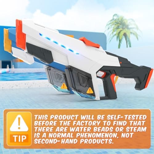 Skirfy Electric Water Gun for Adult Kids, Outdoor Automatic Water Suction Water Squirt Modular Battery, Larger Water Guns Summer Beach Swimming Pool Backyard Lawn Party Games（Grey） - Thumbnail 6