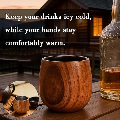 Charred Wooden Bourbon Drinking Glass - Artisan Oak Whiskey Tumbler with Gift Tube, Unique Wooden Whiskey Glass for Men, Bourbon Gifts for Men, Whiskey Glass for Dad Husband Birthday - Thumbnail 4