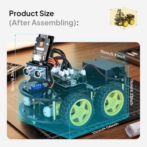 ELEGOO UNO R3 Smart Robot Car Kit V4 for Arduino Robotics for Kids Ages 8-12 12-16 STEM Science Kits Coding Gifts for 8 9 10 11 12 13 14 15 16 Year Old Boys Girls Teens Cool Engineering Building Toys - Thumbnail 4
