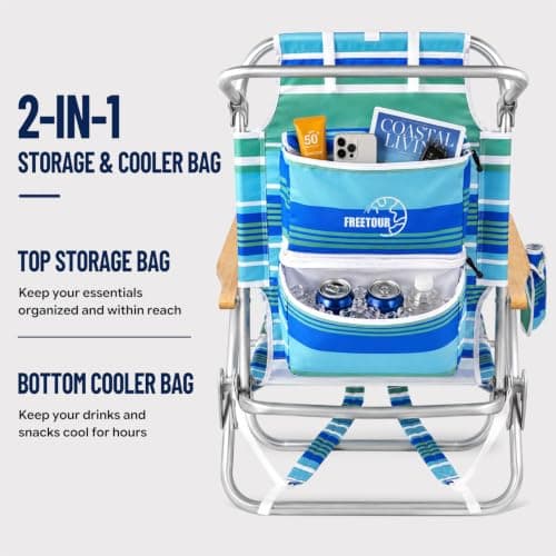 Backpack Beach Chairs for Adults Capacity 300 LBS high 5 Position Beach Chair with Pouch Straps Folding Lightweight Reclining Aluminum Wide Lay Flat Single - Thumbnail 4