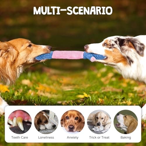 Uadonile Dog Squeaky Toys, Sheep Crinkle Plush Stuffing Dog Toys for Puppy Teething，Tug of War Dogs Toy to Keep Them Busy for Small, Medium and Large Dogs (Blue) - Thumbnail 4