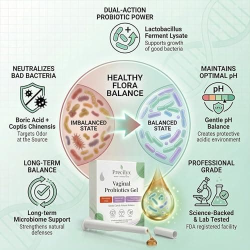 Precilyx Vaginal Probiotics Intimate Care Gel for Women with Boric Acid Odor Control,Itch Relief & pH Balance Hormone-Free | BV & Yeast Infection Care | Dryness Moisturizer,14 Pre-Filled Applicators - Thumbnail 6