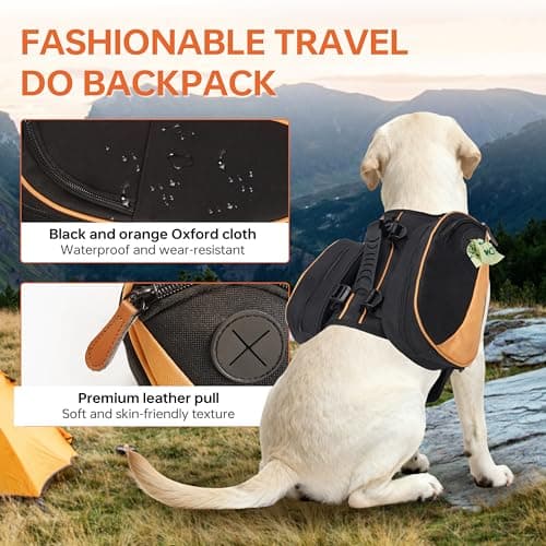 Dog Backpack for Medium & Large Dogs, Detachable Side Bags, Quick-Poop Bag Dispenser | No-Pull Adjustable Harness for Large-Chested Breeds | Non-Slip Handle for Hiking, Walking, Outdoor Adventures（L） - Thumbnail 6