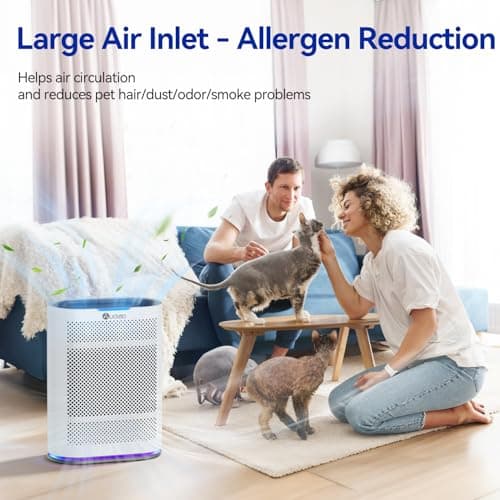 Air Purifiers for Home Large Room Cover 2,100 Ft²,Home Air Purifier with Air Quality Monitor & Aromatherapy,Auto H13 Air Purifier Removes Pets Hair Dust Smoke Odor,with 7 Colors Light(White) - Thumbnail 2