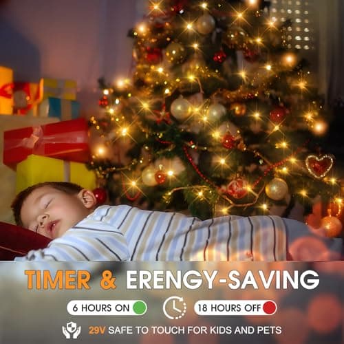 KNONEW 403FT 1000 LED Christmas Lights Outdoor String Lights 8 Modes & Timer Fairy Light Plug in Waterproof LED String Lights for Xmas Yard Tree Wedding Party Holiday Decorations (Warm White) - Thumbnail 5
