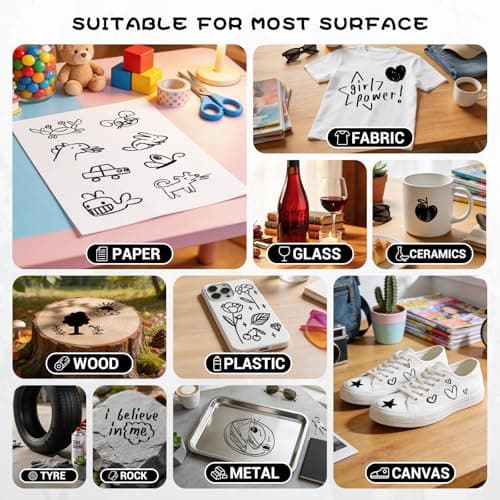 Swemos 2PCS Black Acrylic Paint Pens Markers, Dual Tip with Fine Tip and Brush Tip Pens Acrylic Paint Markers Waterproof Acrylic Markers Set for Rock, Canvas Stone, Wood, Glass, Metal (BLACK, 2) - Thumbnail 4