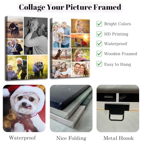 ZHIYYHAO Collage Canvas Prints with Your Photos Framed Personalized Multi Pictures Canvas Wall Art for Living Room Bedroom Study room Home Decor (CF-8,18.00L X12.00W'') - Thumbnail 6