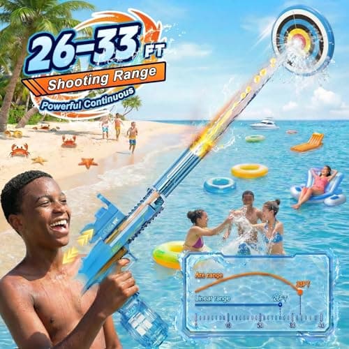 UROINT Electric Water Gun Toy, Automatic Blaster Pistol 2-Pack Kids, Adults - Thumbnail 3