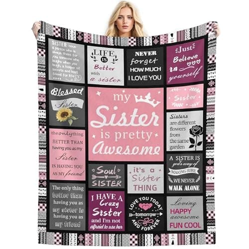 Sister Birthday Gifts Blanket from Sis– 310GSM Lightweight Plush Fuzzy Cozy Soft Warm Flannel Throw for Sister Women Adults, Thoughtful Present for Birthday Christmas, 50"x60" - Image 1