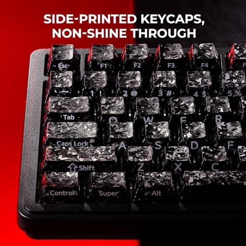 XVX Black Keycaps, Forged Carbon-Look Cherry Profile Keycap Set, 119-Key Keyboard Keycaps Compatibility with ANSI Layout MX Switches Mechanical Keyboard - Thumbnail 5