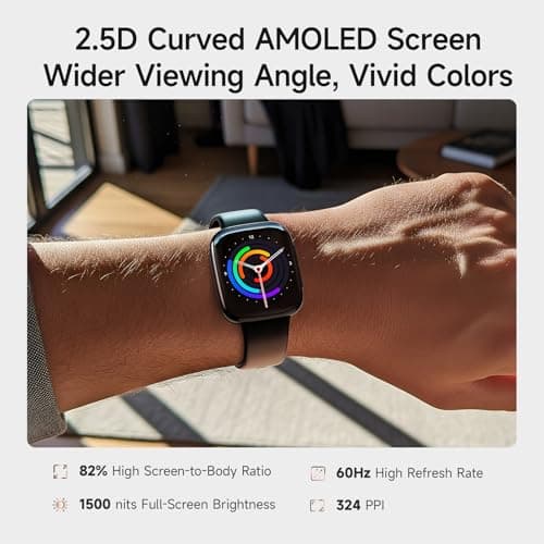 Smart Watch for Men Women, 1.85" AMOLED Ultra-Clear Screen Smartwatch Compatible iPhone/Samsung/Android, 100+ Sport Modes Fitness Tracker with Heart Rate/SpO2/Sleep Monitor 3ATM Waterproof, 2 Bands - Thumbnail 2