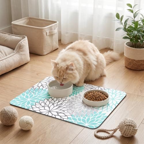 Findosom 2PCS 17" x 32" Dish Drying Mat & 24" x 5.5" Sink Splash Guard, Super Absorbent & Cuttable Dish Mat Drying Kitchen Mat with Teal Floral, Hide Stain Drying Mat for Kitchen Counter - Thumbnail 4