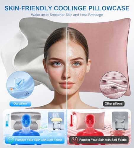 Neck Cervical Pillow for Side/Back/Stomach Sleepers, Pain Relief Neck Support Pillow Ergonomic Contour Memory Foam Pillow Silky Smooth Luxury | Mellow Sleep Cloud Pillow with Cooling Comfort - Thumbnail 6