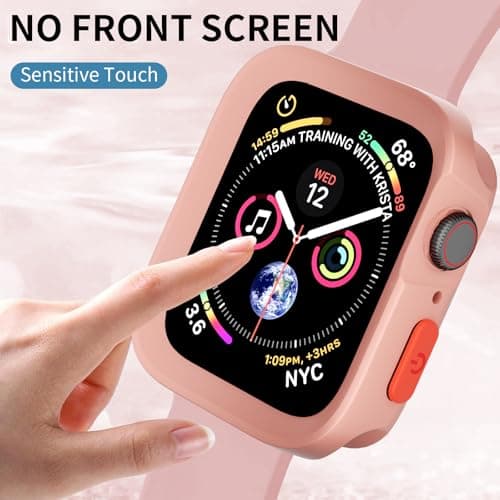 SDOCEBF Rugged Case for Apple Watch Case 41mm 40mm Series 9/8/7/6/5/4/SE3/2/1, Apple Watch Series 8 41mm Case, Soft Flexible TPU Shockproof Protective Cover, Pink - Thumbnail 2