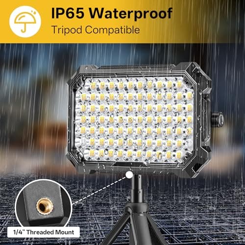 NICKLUC LED Work Light Rechargeable Outdoor, 13000mAh Work Flood Lights 10000LM with 4 Light Modes for Camp Essentials, IP65 Waterproof LED Lantern for Emergency, Power Outages, Car Repair, Tent - Thumbnail 6