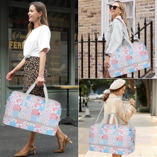 IBFUN Weekender Bags for Women, Travel Duffle Bag with Shoe Compartment Carry on Weekender Overnight Duffel for Weekend Travel Business Trip 3PCS - Thumbnail 2