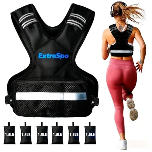ExtreSpo Adjustable Weighted Vest for Women and Men, 11-20lb Weight Vest with 6 Ironsand Weights, Body Weight Vest Exercise Set with Reflective Strip for Strength Training and Workout - Image 1