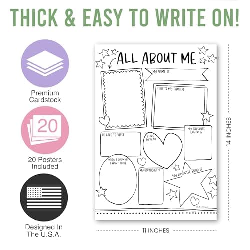 Hadley Designs All About Me Posters Elementary - 20 Star Student Poster, All About Me Posters Preschool & Kindergarten Must Haves, Star of The Week Poster Elementary Classroom Decor, Teacher Supplies - Thumbnail 4