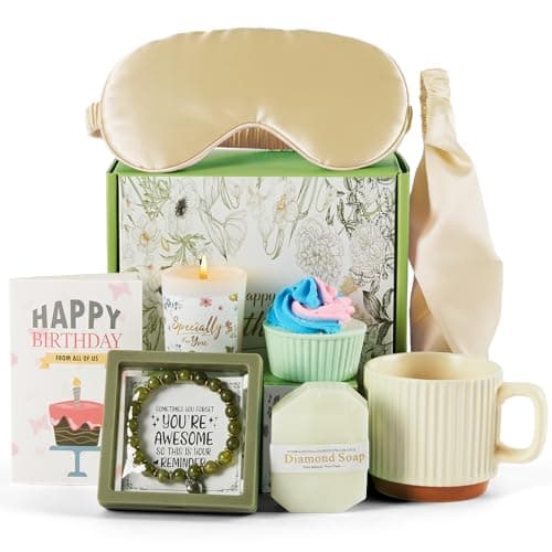 Mug Gift Birthday Gifts Set for Women, Spa Baskets Gift Box Unique Happy Birthday Gifts Ideas for Women Mom Her Friend Sister Wife Daughter Girlfriend Coworker, Ceramic Mug 12 OZ (Off-white) - Image 1