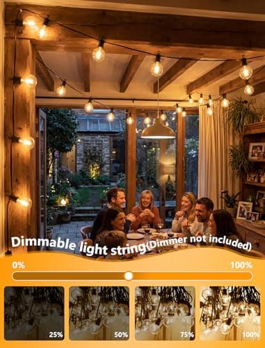 LED Outdoor String Lights, 50FT 25 G40 Bulbs Shatterproof Patio Lights, Commercial IP65 Waterproof Hanging Connectable Warm White Patio Lighting for Backyard Balcony Porch Bistro Cafe, Home Decor - Thumbnail 4