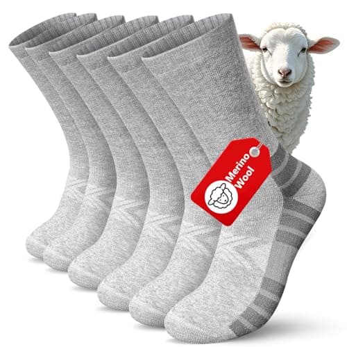 Vanfvok Merino Wool Hiking Crew Socks, Thick Thermal Warm Winter Cushioned Sock For Men & Women, Moisture-Wicking 3 Pairs - Image 1